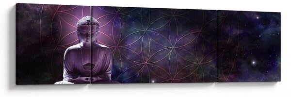 Obraz - Budda z kwiatami życia (170x50 cm)