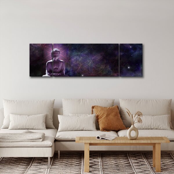 Obraz - Budda z kwiatami życia (170x50 cm)