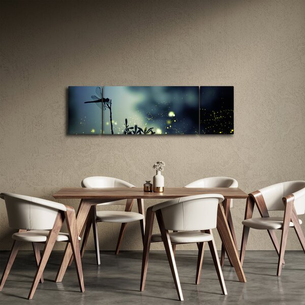 Obraz - Ważka w błyszczącej nocy (170x50 cm)
