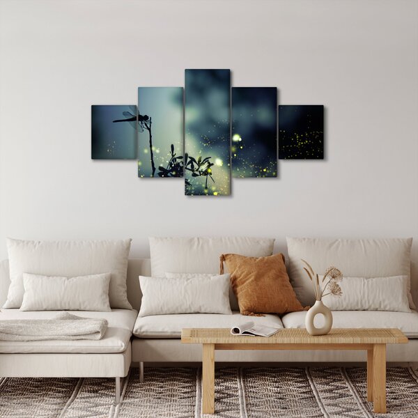 Obraz - Ważka w błyszczącej nocy (125x70 cm)