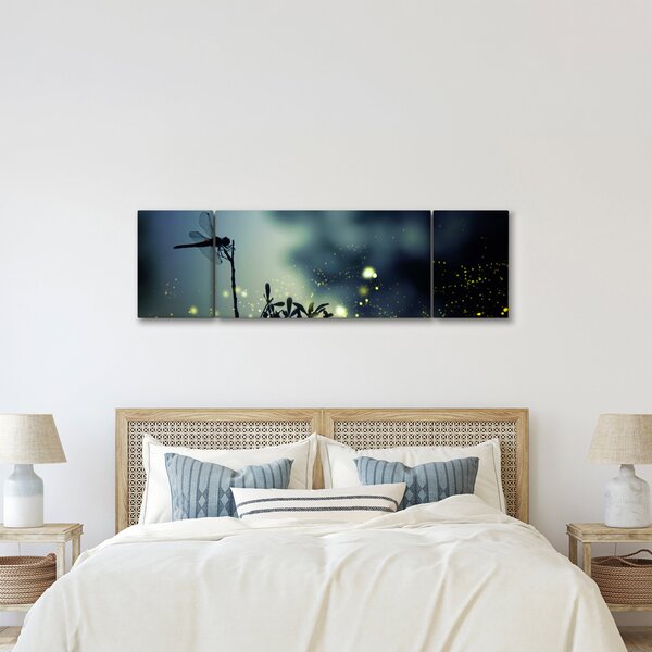 Obraz - Ważka w błyszczącej nocy (170x50 cm)