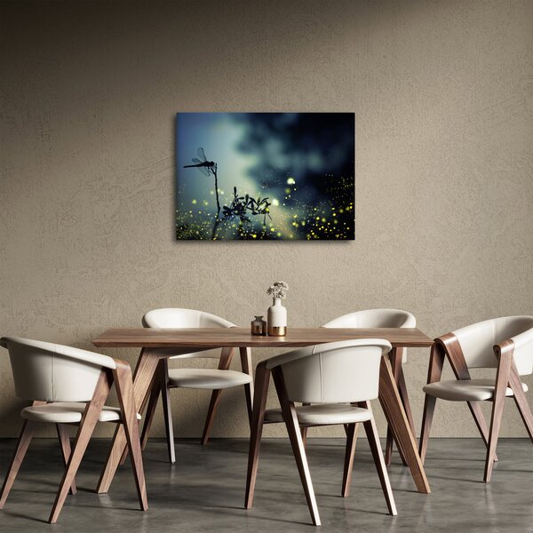 Obraz - Ważka w błyszczącej nocy (70x50 cm)