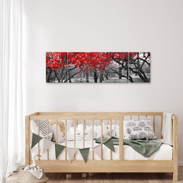 Obraz - Czerwone drzewa, Central Park, New York (170x50 cm)