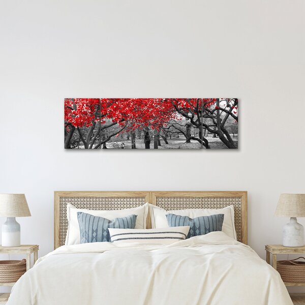 Obraz - Czerwone drzewa, Central Park, New York (170x50 cm)