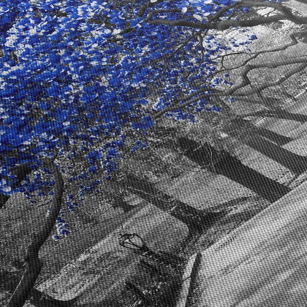 Obraz - Niebieskie drzewa, Central Park, New York (z zegarem) (90x30 cm)