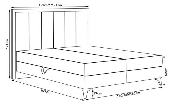 EMWOmeble Łóżko kontynentalne z pojemnikiem LOFT | 140x200 | Kolor do wyboru