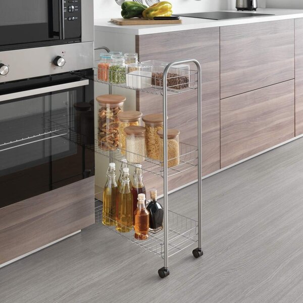 Regał na kółkach z 3 półkami Metaltex Ascona Slim De Luxe, wys. 84 cm