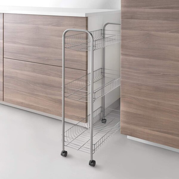Regał na kółkach z 3 półkami Metaltex Ascona Slim De Luxe, wys. 84 cm