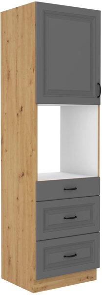 Wysoka szafka słupek z szufladami na piekarnik STILO 60 DPS-210 3S 1F Grafit/Biały
