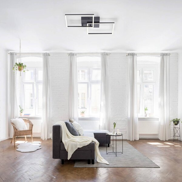 JUST LIGHT. GmbH Lampa sufitowa LED Iven, czarna, 53x53cm