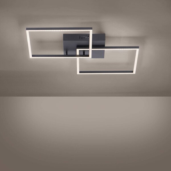 JUST LIGHT. GmbH Lampa sufitowa LED Iven, czarna, 53x53cm