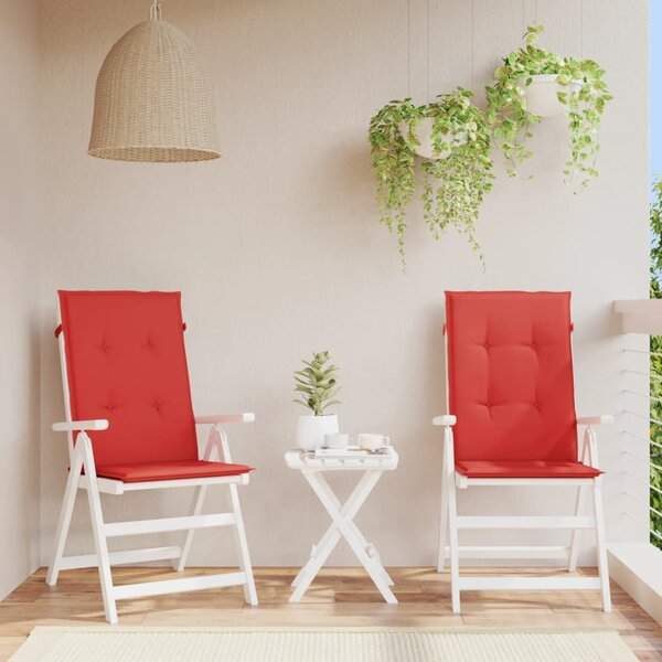 Poduszki na krzesła ogrodowe, 2 szt., czerwone, 120x50x3 cm