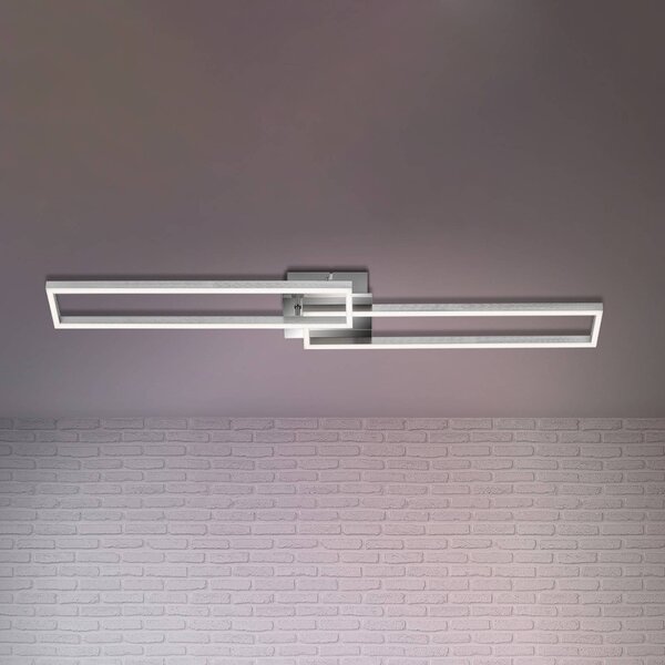 Briloner Lampa sufitowa LED Frame, możliwość ściemniania, aluminiowy / szary / cynkowy, salon / jadalnia, metal, nowoczesny