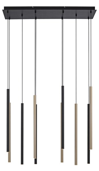 Hanging lamp black with brass incl. LED dimmable 10-light - Bea Oswietlenie wewnetrzne