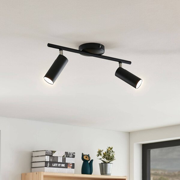 Lindby Lampa sufitowa LED Camille czarna, 2-punktowa