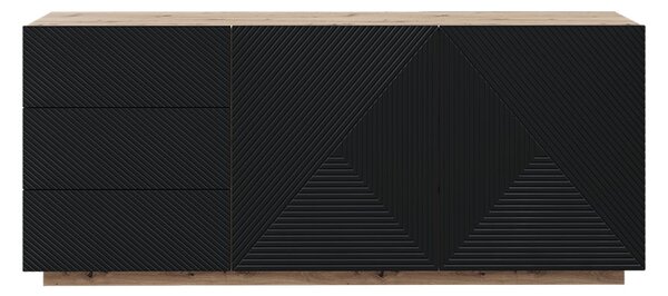 Komoda Asha 167 cm dwudrzwiowa z szufladami - artisan / czarny mat