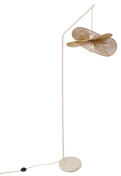 Lampa podłogowa Art Deco beżowa z beżowym kloszem - Nest