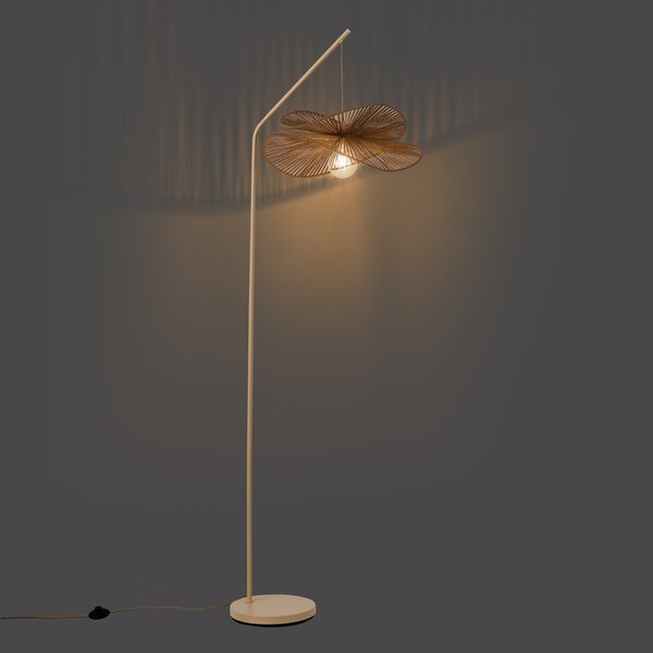 Lampa podłogowa Art Deco beżowa z beżowym kloszem - Nest