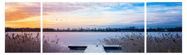 Obraz - Zamarznięte jezioro, Ełk, Mazury, Polska (170x50 cm)