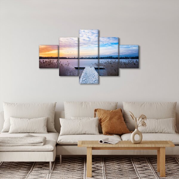 Obraz - Zamarznięte jezioro, Ełk, Mazury, Polska (125x70 cm)
