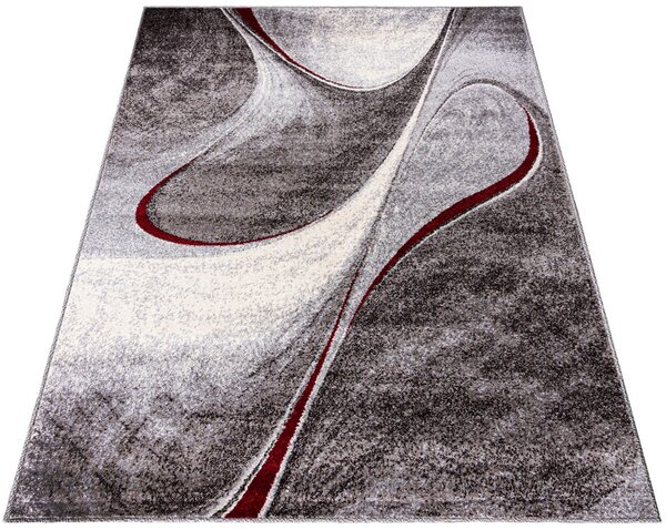Prostokątny dywan w abstrakcyjny szaro-czerwony wzór - Uwis 10X