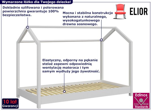 Białe sosnowe łóżko dziecięce 90x200 B0-T52