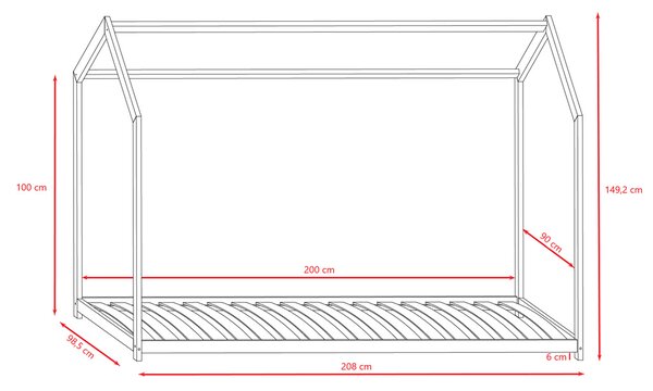 Białe sosnowe łóżko dziecięce 90x200 B0-T52