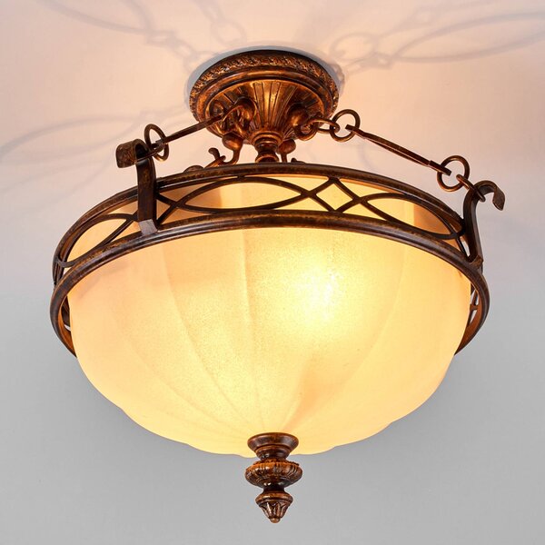 FEISS Lampa sufitowa DRAWING, możliwość ściemniania, brązowy / rdzawy, salon / jadalnia, metal, antyczny