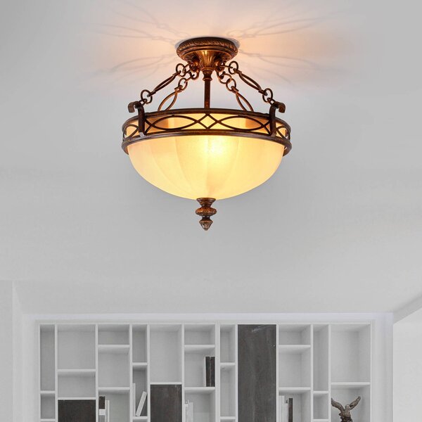FEISS Lampa sufitowa DRAWING, możliwość ściemniania, brązowy / rdzawy, salon / jadalnia, metal, antyczny
