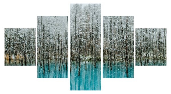 Obraz - Turkusowy staw, Biei, Japonia (125x70 cm)