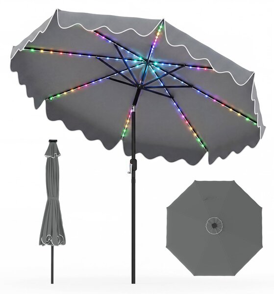 Parasol ogrodowy z solarnymi lampkami LED