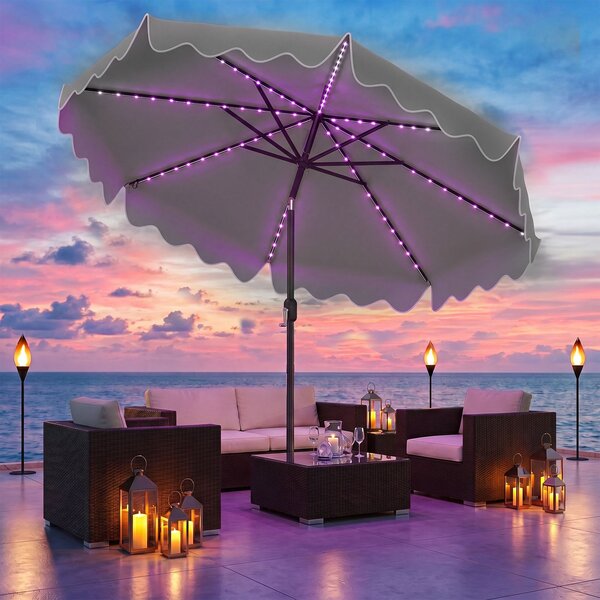 Parasol ogrodowy z solarnymi lampkami LED