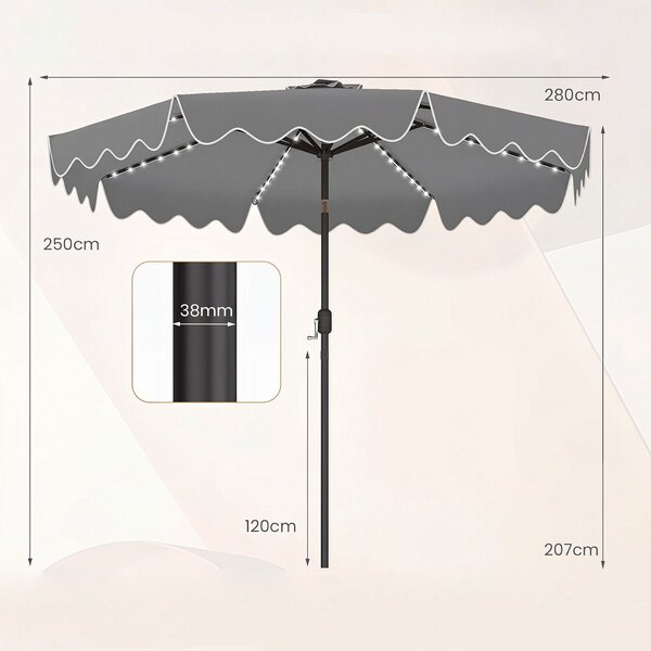 Parasol ogrodowy z solarnymi lampkami LED