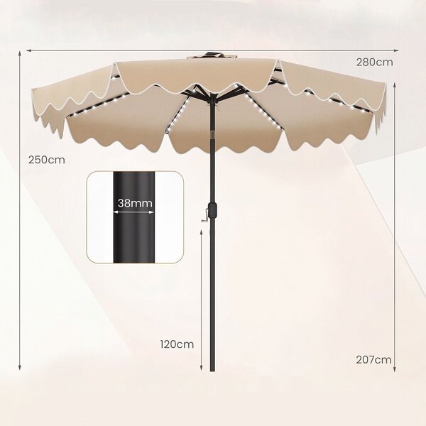 Parasol ogrodowy z solarnymi lampkami LED
