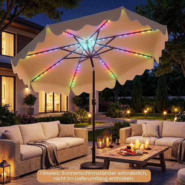 Parasol ogrodowy z solarnymi lampkami LED