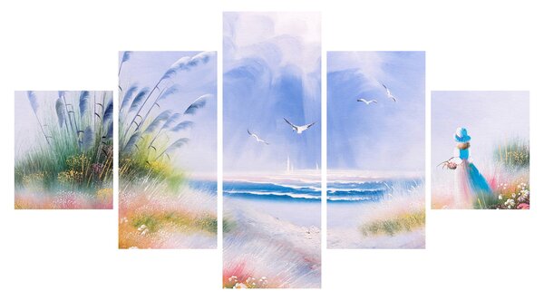 Obraz - Romantyczna plaża, obraz olejny (125x70 cm)