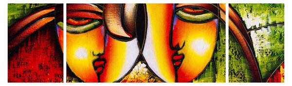 Obraz - Obraz olejny, abstrakcyjne twarze (170x50 cm)