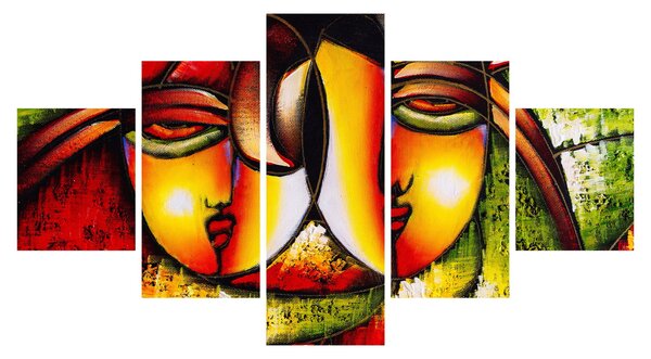 Obraz - Obraz olejny, abstrakcyjne twarze (125x70 cm)