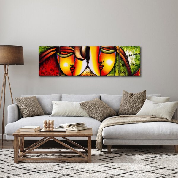 Obraz - Obraz olejny, abstrakcyjne twarze (170x50 cm)