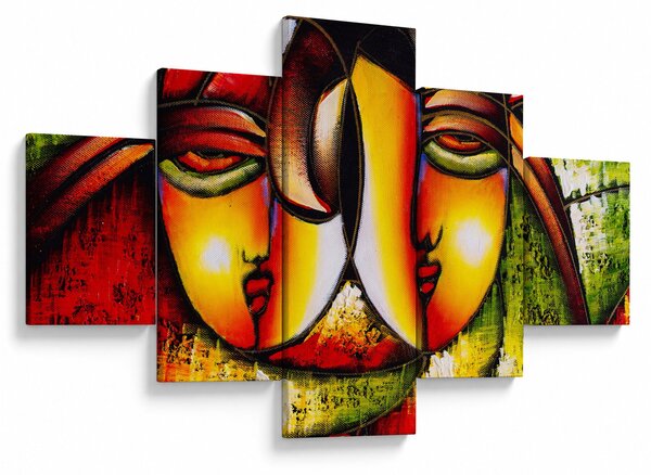 Obraz - Obraz olejny, abstrakcyjne twarze (125x70 cm)