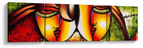 Obraz - Obraz olejny, abstrakcyjne twarze (170x50 cm)
