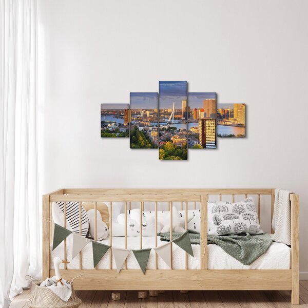 Obraz - Panorama Rotterdamu, Holandia (125x70 cm)