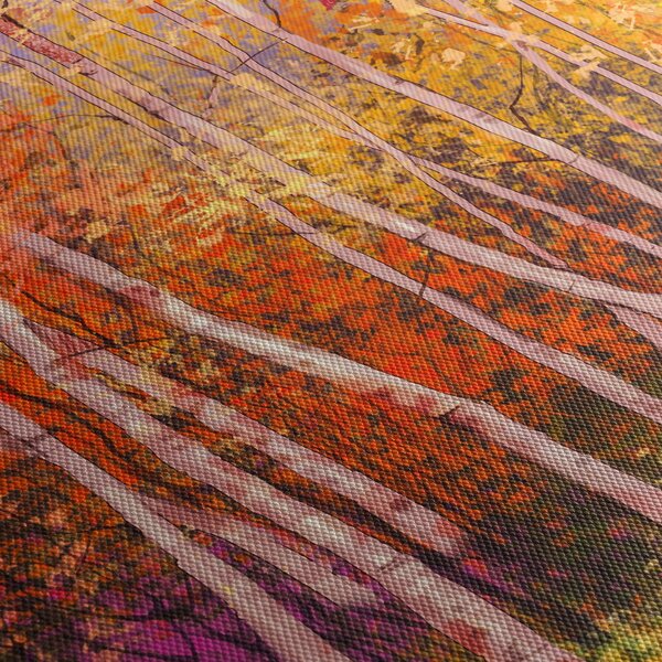 Obraz kolorowego lasu (z zegarem) (90x30 cm)