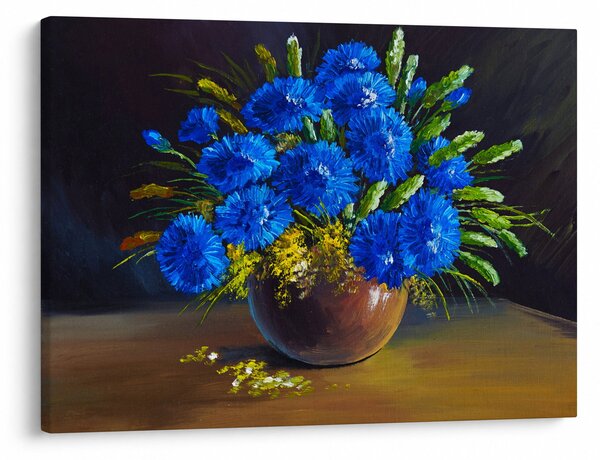 Obraz niebieskich kwiatów w wazonie (70x50 cm)