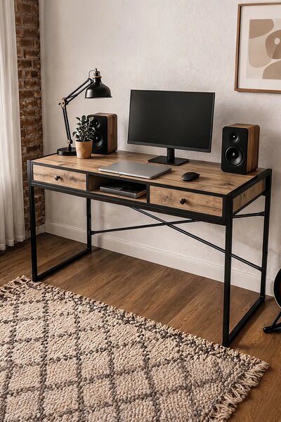 Nowoczesne loftowe biurko w kolorze dąb craft G4-H05