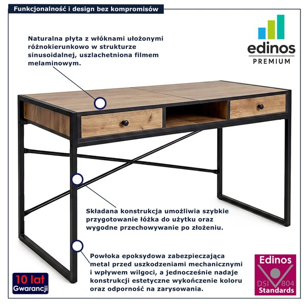 Nowoczesne loftowe biurko w kolorze dąb craft G4-H05