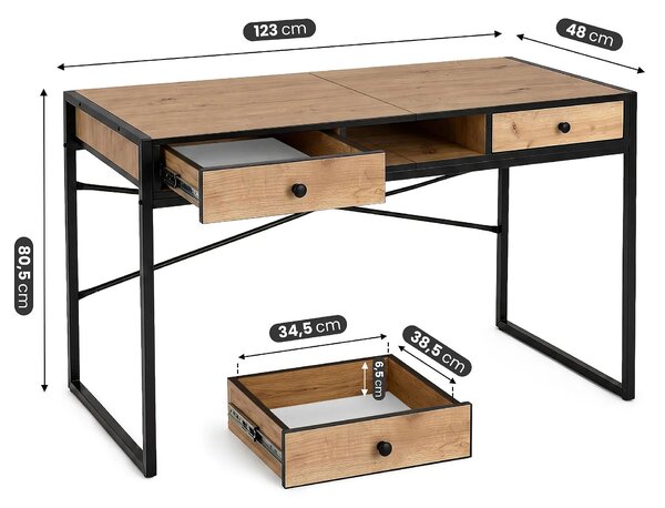 Nowoczesne loftowe biurko w kolorze dąb craft G4-H05