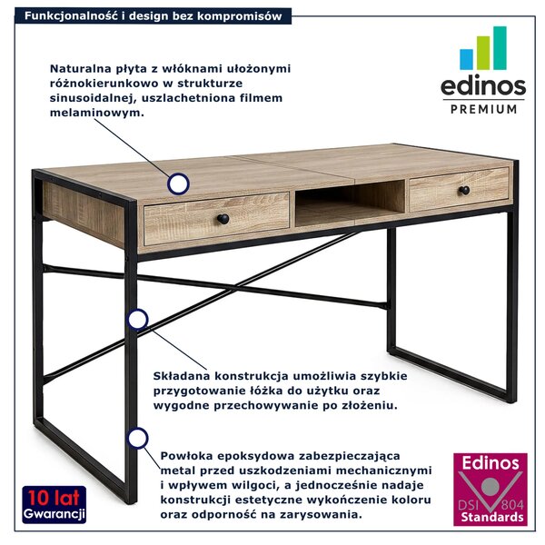 Industrialne biurko w kolorze dąb sonoma H9-K78