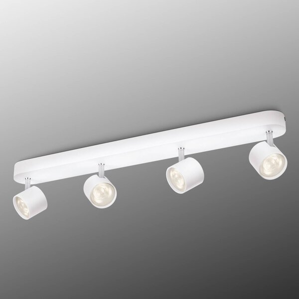 Philips 4-punktowa lampa sufitowa LED STAR STAR, możliwość ściemniania, biały / opal, salon / jadalnia, aluminium, nowoczesny