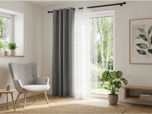 2x jasnoszara zasłona OXFORD 140x250 cm